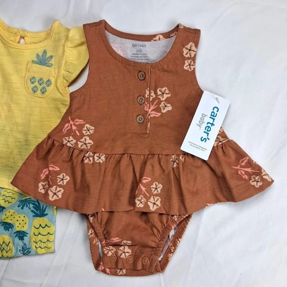 Carter's Baby Girl Newborn Outfit Dress Lot Pineapple Summer Set NWT